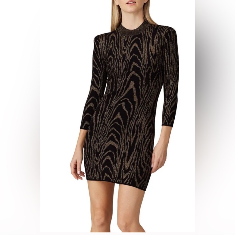 EUC  A.L.C. Ziggy Dress Gold Black Sweater Mini Medium